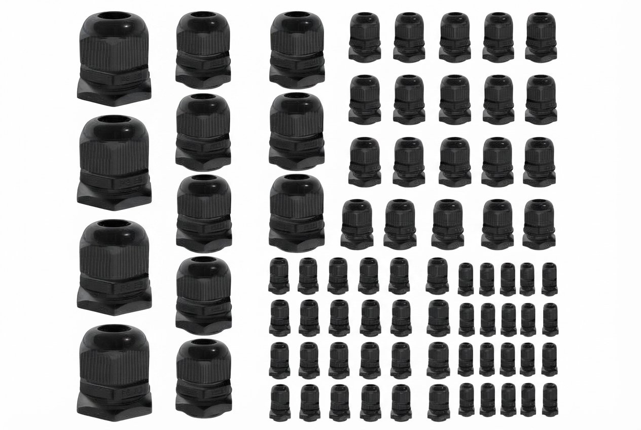 Cable glands and connectors for sealing and securing cable entry into enclosures