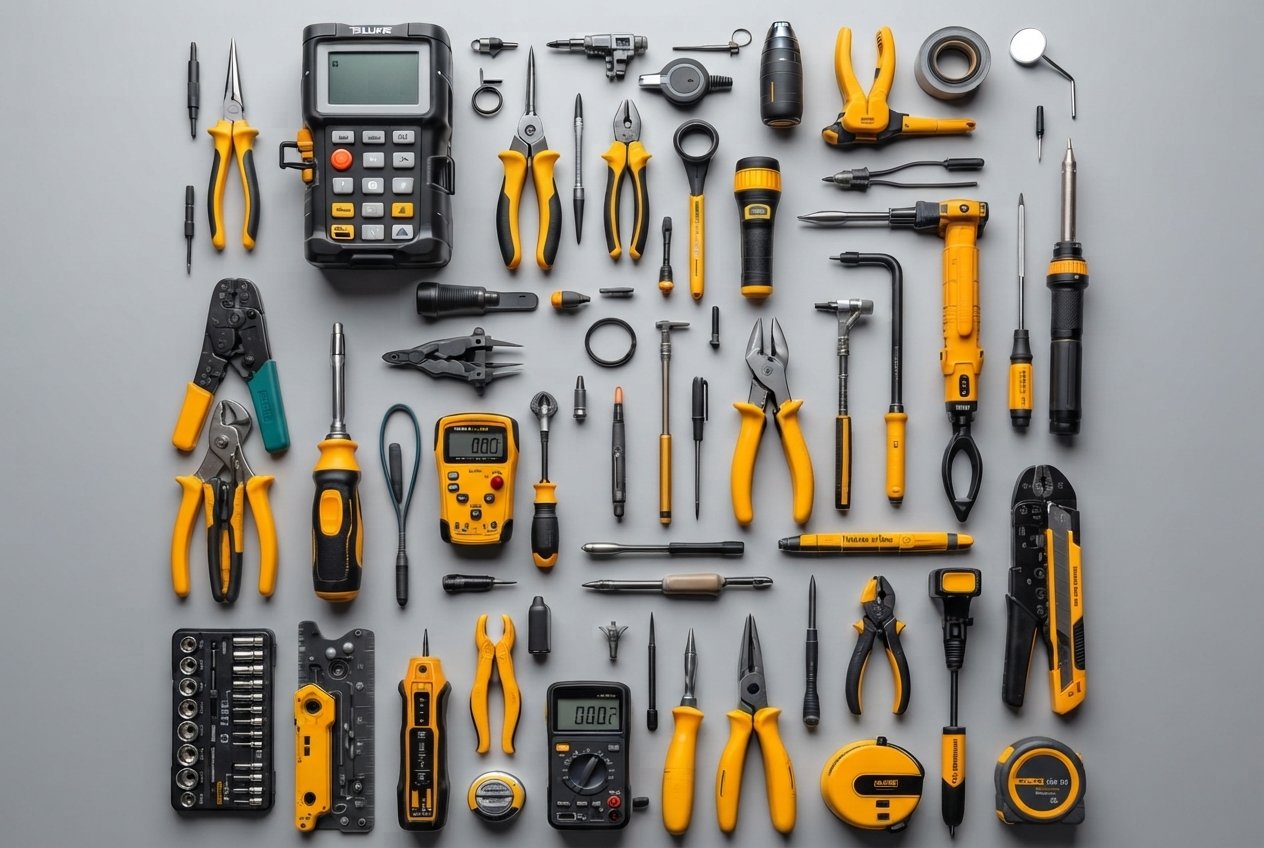 : Electrical tools, digital multimeters, diagnostic testing instruments, and professional hand tools