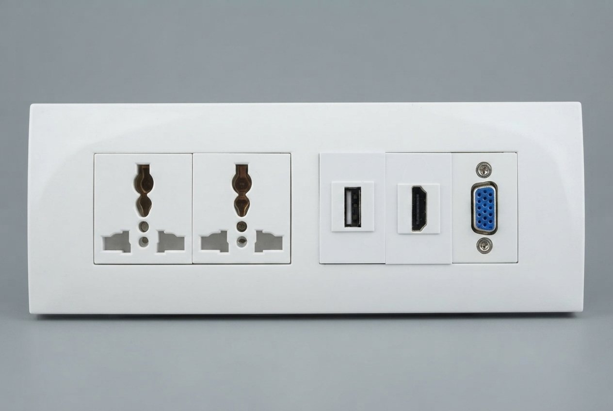 Commercial wiring devices, wall power outlets, data communication plates, and multimedia wallplates